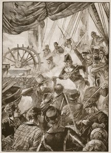 Omkring tredive af besætningen gjorde en lille modstand, illustration fra "Battles of the Nineteenth Century" af Archibald Forbes, G.A. Henty og major Arthur Griffiths