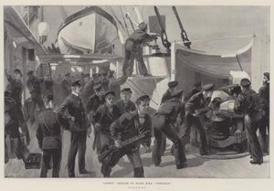 Handlingsøvelse ombord på HMS Australia af William Heysham Overend