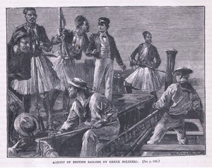 Arrestation af de britiske sømænd af græske soldater 1850 e.Kr af William Heysham Overend