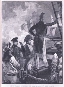Kaptajn Walpole opsnapper hertugen af Saldanhas skibe af William Heysham Overend