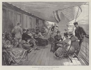 På vej til Brasilien, skitse om bord på dampskibet Thames af William Heysham Overend