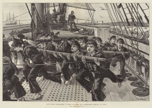 Vores fremtidige Bluejackets, en scene om bord på træningsskibet Mercury i Ryde af William Heysham Overend