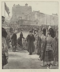 Prinsesse Louise overrækker nye faner til Argyll and Sutherland Highlanders på Edinburgh Castle af William Heysham Overend