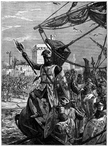 Richard I, Coeur de Lion lander ved Jaffa Joppa, september 1191, c1880.