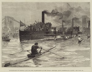 Sculling-Race on Monday Last for the World Championship, skitseret over Hammersmith Bridge