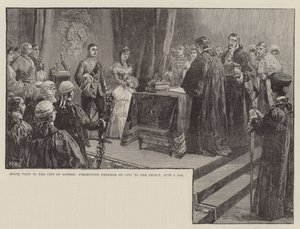 Statsbesøg i City of London, præsentation af Freedom of City til prinsen, 8. juni 1863 af William Heysham Overend