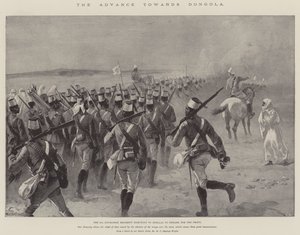 Fremrykningen mod Dongola, det 9. Soudanesiske Regiment marcherer til Shellal for at gå om bord til fronten af William Heysham Overend
