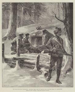 The Black Mountain Expedition, Officers Mess, lejr ved Akhund Baba, 9100 fod høj, i en snestorm