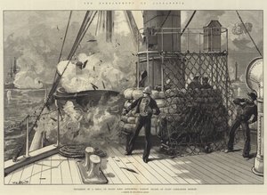 Bombardementet af Alexandria, eksplosion af en granat om bord på HMS Alexandria, Narrow Escape af stabskommandant Hosken