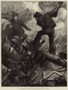 Dybets farer, skærer masterne væk i en storm