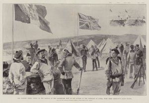 Den østlige krise, scene på bastionen af magternes jordarbejderfort i udkanten af Canea, med deres respektive flag vajende