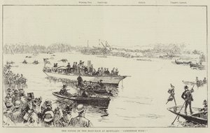 Afslutningen af bådkapløbet i Mortlake, Cambridge vinder! af William Heysham Overend