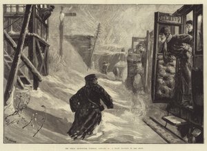 Den store snestorm, tirsdag den 18. januar, et tog blokeret i sneen