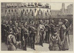 Den kejserlige kroning i Moskva, procession af kejser og kejserinde efter at være blevet kronet