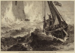 De sene storme, der passerer proviant gennem brændingen til Bishop