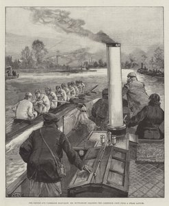 Oxford og Cambridge Boat-Race, Mr. Muttlebury træner Cambridge Crew fra en Steam Launch af William Heysham Overend