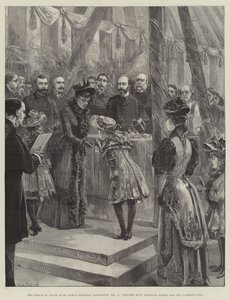 Prinsen af Wales på St Marys Hospital, Paddington, den 17. december, Prinsesse Maud modtager Punge til Clarence Wing af William Heysham Overend