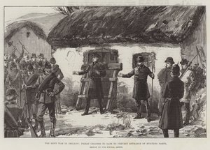 Huslejekrigen i Irland, præst lænket til porten for at forhindre indtrængen af en udsættelsesfest