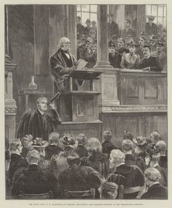 The Right Honorable W E Gladstone i Oxford, der leverer Romanes Lecture i Sheldonian Theatre