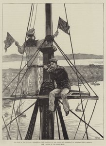 Krigen i Soudan, der signalerer fjendens position ved Trinkitat til admiral Sir W Hewett
