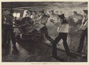 Prøver Range, en Skitse ombord på en Man-of-War af William Heysham Overend