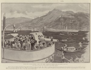 Besøg de japanske krigsskibe Akagi og Hiyei i Nagasaki Havn efter slaget ved Yalu