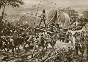 Zulukrigen: Etshowe-hjælpsstyrken krydser en flod, april 1879