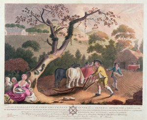 Udsigt over pløjning, såning af hørfrø og harvning, 1791