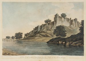 Et billede af fæstningen i Iionpoor [Firuz Shah Tughluqs fæstning, Jaunpur, Uttar Pradesh, 1360] ved bredden af floden Goomty [Gumti] fra »Select Views in India«