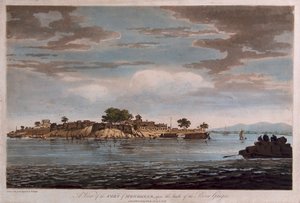 En udsigt over fortet Mongheer ved bredden af Ganges-floden af William Hodges