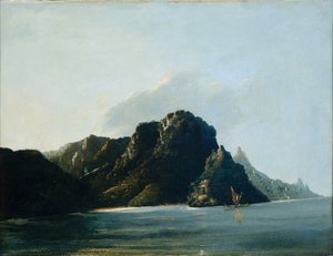 Udsigt over Resolution [Vaitahu]-bugten på Marquesasøerne af William Hodges