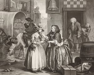 En skøge?S Fremskridt / En hores vej, ark 1: Ankomst til London. 1732 af William Hogarth