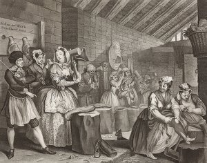 En skøge?S Fremskridt / En hores vej, ark 4: Im Zuchthaus. 1732 af William Hogarth