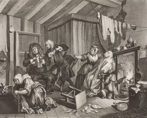 En skøge?S Fremskridt / En hores vej. Blad 5: Død. 1732 af William Hogarth