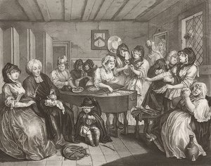 En skøge?S Fremskridt / En hores vej. Blad 6: Begravelsen. 1732 af William Hogarth