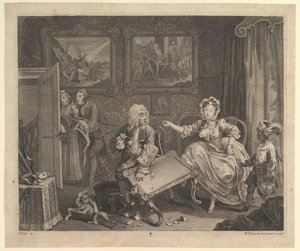 En skøgefremgang, tavle 2, april 1732. af William Hogarth