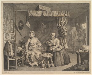 En prostituerets karriere, tavle 3 af William Hogarth