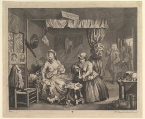 En skøgefremgang, tavle 3, april 1732. af William Hogarth