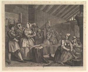 En skøgefremgang, tavle 4, april 1732. af William Hogarth