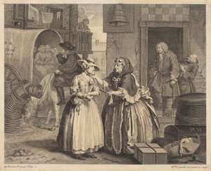 En prostituerets liv: plansche 1 af William Hogarth