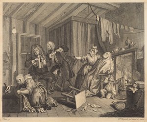 En prostituerets udvikling: tavle 5 af William Hogarth
