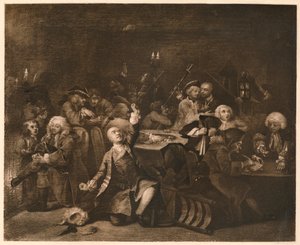 A Rakes Progress - 6: Spillehuset, 1733. af William Hogarth