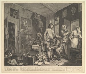 A Rakes Progress, Plade 1, 25. juni 1735. af William Hogarth