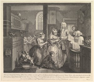 A Rakes Progress, Plade 5, 25. juni 1735. af William Hogarth