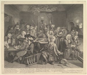 A Rakes Progress, Plade 6, 25. juni 1735. af William Hogarth