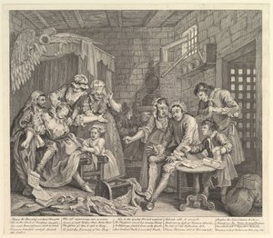 A Rakes Progress, Plade 7, 25. juni 1735. af William Hogarth