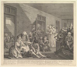 A Rakes Progress, Plade 8, 25. juni 1735. af William Hogarth