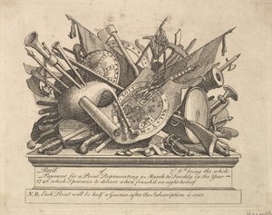 A Stand of Arms, Musical Instruments, etc., marts 1749-50. af William Hogarth