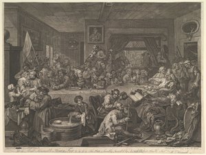 An Election Entertainment, Plade I: Four Prints of an Election, 24. februar 1755. af William Hogarth