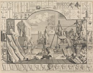 Analyse af skønheden, tavle I: En billedhuggers gård af William Hogarth